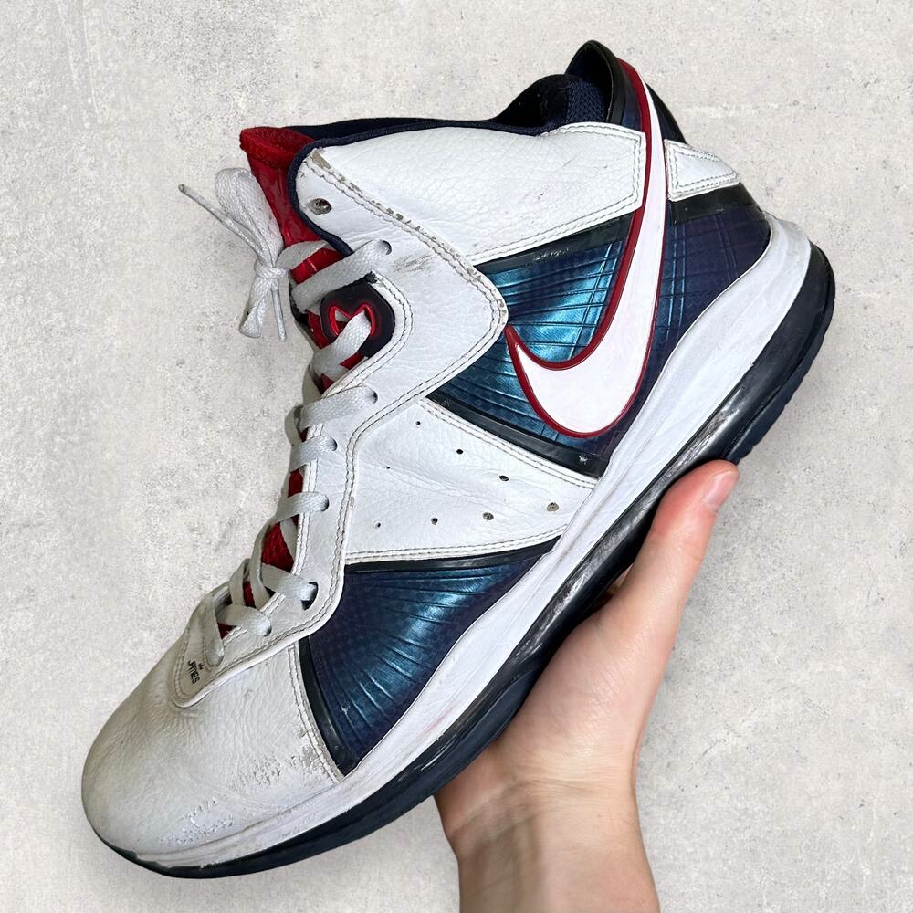 Vintage Y2K Nike Lebron 8 Basketball Shoe Mens 14 Red Blue Veterans Day 2010 - Picture 3 of 8